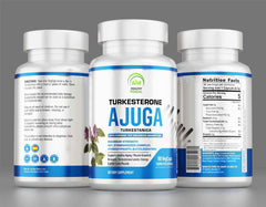 Bottle of turkesterone supplement with capsules, highlighting its potential for enhancing muscle growth and physical performance.